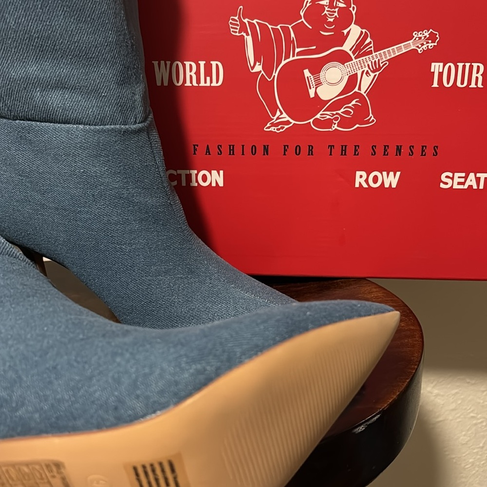 True Religion Blue Denim Knee-High Boots - Picture 7 of 13